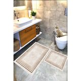 Rovigo Home Dijital Baskı Modern Banyo Halısı Ikili Banyo Paspası RVG5-LNA003 100X60+60X50 cm - Kahverengi