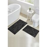 Rovigo Home Dijital Baskı Modern Banyo Halısı Ikili Banyo Paspası RVG5-SD1185 100X60+60X50 cm - Siyah