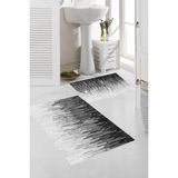 Rovigo Home Dijital Baskı Modern Banyo Halısı Ikili Banyo Paspası RVG5-SM03 100 x 60+60 x 50 cm - Siyah