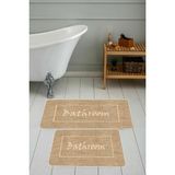 Rovigo Home Dijital Baskı Modern Banyo Halısı Ikili Banyo Paspası RVG5290 100 x 60+60 x 50 cm - Kahverengi