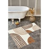 Rovigo Home Dijital Baskı Modern Banyo Halısı Ikili Banyo Paspası RVG5315 100X60+60X50 cm - Kahverengi
