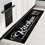 Rovigo Home Dijital Baskı Yıkanabilir Kaymaz Taban Mutfak Halısı RVG2041 - 80 x 200 cm - Siyah