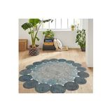 Rovigo Home Dijital Baskı Yıkanabilir Kaymaz Taban Yuvarlak Halı RVG7020 100x100cm