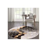 Rovigo Home Dijital Baskı Yıkanabilir Kaymaz Taban Yuvarlak Halı RVG7108 100x100cm