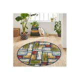 Rovigo Home Dijital Baskı Yıkanabilir Kaymaz Taban Yuvarlak Halı RVG7144 160x160cm