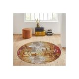 Rovigo Home Dijital Baskı Yıkanabilir Kaymaz Taban Yuvarlak Halı RVG7169 140x140cm
