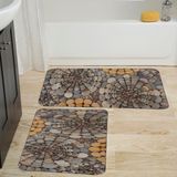 Rovigo Home Dijital Baskılı 2'li Banyo Paspas Takımı RVG5010 - Kahverengi - 60x50