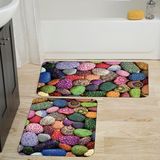 Rovigo Home Dijital Baskılı 2'li Banyo Paspas Takımı RVG5016 - Mavi - 60x50