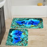 Rovigo Home Dijital Baskılı 2'li Banyo Paspas Takımı RVG5037 - Mavi - 60x50