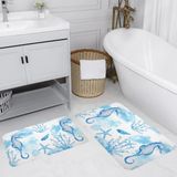 Rovigo Home Dijital Baskılı 2'li Banyo Paspas Takımı RVG5057 - Mavi - 60x50