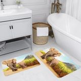 Rovigo Home Dijital Baskılı 2'li Banyo Paspas Takımı RVG5084 - Bej - 60x50