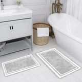 Rovigo Home Dijital Baskılı 2'li Banyo Paspas Takımı RVG5111 - Gri - 60x50