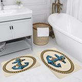 Rovigo Home Dijital Baskılı 2'li Banyo Paspas Takımı RVG5129 - Bej - 60x50