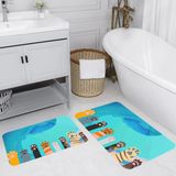 Rovigo Home Dijital Baskılı 2'li Banyo Paspas Takımı RVG5132 - Mavi - 60x50