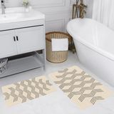 Rovigo Home Dijital Baskılı 2'li Banyo Paspas Takımı RVG5141 - Bej