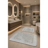 Rovigo Home Premium, Deri Taban, Tavşan Tüyü Hissi,yumuşacık Post Banyo Paspası 2'li 100X60 - 60X50 cm - Krem