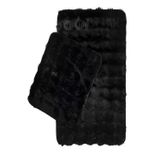 ROVİGO HOME Premium Deri Taban, Yüksek tüylü Yumuşak,Bubble Post Banyo Paspası 2'li 100x60 - 60x50 cm - Siyah