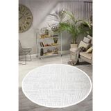 Rovigo Home Premium Şönil Dokuma Yuvarlak Halı Salon - Mutfak - Yatak Odası Halı Ve Yolluk-Beyaz