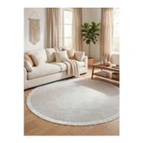 Rovigo Home Şönil Premium Dokuma Yuvarlak Halı-Beyaz 160X160 Cm