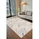 Rovigo Yıkanabilir, Baskılı, Kaymaz Taban Salon, Mutfak, Yatak Odası Halı ve Yolluk RVGHM0014, Bej, 80 x 150