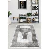 Rovigo Yıkanabilir, Baskılı, Kaymaz Taban Salon, Mutfak, Yatak Odası Halı ve Yolluk RVGHM0020, Gri, 80 x 150