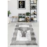 Rovigo Yıkanabilir, Baskılı, Kaymaz Taban Salon, Mutfak, Yatak Odası Halı ve Yolluk RVGHM0020, Gri, 80 x 300