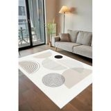 Rovigo Yıkanabilir, Baskılı, Kaymaz Taban Salon, Mutfak, Yatak Odası Halı ve Yolluk RVGHM0029, Beyaz, 80 x 150