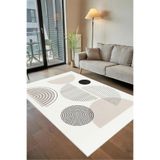 Rovigo Yıkanabilir, Baskılı, Kaymaz Taban Salon, Mutfak, Yatak Odası Halı ve Yolluk RVGHM0029, Beyaz, 80 x 300