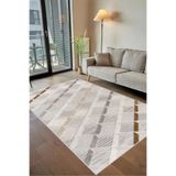 Rovigo Yıkanabilir, Baskılı, Kaymaz Taban Salon, Mutfak, Yatak Odası Halı ve Yolluk RVGHM0032, Bej, 100 x 150