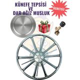 Rovizo Künefe Ocağı Krom 38 cm | Künefe Tepsisi Dahil | Dar / Geniş Ağız Musluk Seçenekli | Piknik Tüp Uyumlu - Dar Ağız Musluk+Tepsi