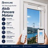 Rovline Şarjlı Akıllı Pencere Motoru, Kumanda, Telefon ve Sesle Kontrol, Tuya Uyumlu