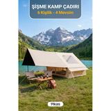 Rovos 6 Kişilik Şişme Kamp Çadırı 4 Mevsim Su Geçirmez Oxford Kumaş Sineklikli Pencere Hediye Tente