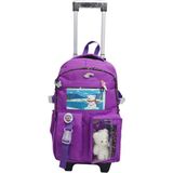 Rowan Çanta 2 Kademeli Çekcekli Tekerlekli Portatif Kore Tarzı Mor,aksesuarlı Laptop Bölmeli Erkek,kız Çocuk Okul ÇANTASI44*34*23 cm - Ant - Mor