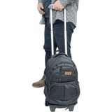 Rowan Çanta Rowan Tekerlekli 2 Kademeli Portatif Çekçekli Siyah Kumaş Laptop Bölmeli Okul Sırt Çantası 44*34*23 cm - --Siyah