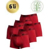 Rowar Erkek Likralı Bambu Boxer 6’lı Ekonomik Paket – Nefes Alan Doğal Kumaş Rahat Iç Giyim - Kırmızı