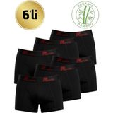Rowar Erkek Likralı Bambu Boxer 6’lı Ekonomik Paket – Nefes Alan Doğal Kumaş Rahat Iç Giyim - Siyah - 3XL