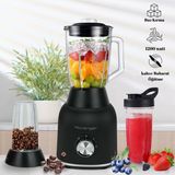 Rowenger 1200 Watt Dual Smoothie Blender Kişisel Blender Cam Sürahi Blender Meyve Sıkacağı Siyah - Siyah - Krom