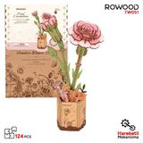 Rowood Tw051 Karanfil Çiçeği Pink Carnation Diy Minyatür Maket Model Ahşap 3D Wooden Puzzle Model Kit Ahşap Maket Hobi