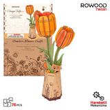 Rowood Tw081 Lale Çiçeği Orange Tulip Diy Minyatür Maket Model Seti Ahşap 3D Wooden Puzzle 3D Model Kit Ahşap Maket Hobi