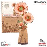 Rowood Tw111 Gerbera Çiçeği Light Orange Gerbera Diy Minyatür Maket Model Ahşap 3D Wooden Puzzle Model Kit Ahşap Maket