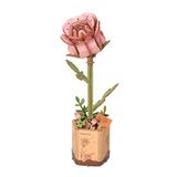 rowood Yapay Çiçek, Ahşap Çiçek Yapısı Oyuncak Seti, Anneler Günü/Sevgililer Günü/Öğretmenler Günü/Şükran Günü/Noel/Doğum Günü Hediyesi Anne/Kadın/Büyükanne/Karı/Pembe Gül için