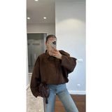 Rowsmen Oversıze Kadın Süet Ceket Trend Bomber Süet Ceket - L - AcıKahverengi