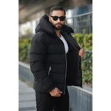 Rowsmen Siyah Erkek Kapüşonlu Şişme Mont Model 5112BORULU Su İtici Özellikli - 2XL