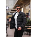 Rowsmen Su Rüzgar Soğuk Geçirmez Peluş Yaka Kürklü Dik Yaka Erkek Şişme Mont Lf - Siyah - XL