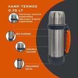 Rox Campıng 0.75 Lt Kamp Termos - Siyah - 710 ml