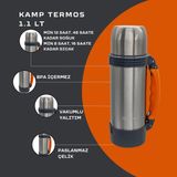 Rox Campıng 1.1 Lt Kamp Termos - Metalik Gri - 1,17 lt
