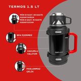 Rox Campıng 1.5 Lt Kamp Termos - Siyah - 1,50 lt