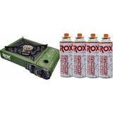 Rox Dmr Home Kamp Ocağı + 4 Adet Kartuş Tüp Seti | Taşınabilir Kamp Ocağı Piknik Ocak Seti - Yeşil