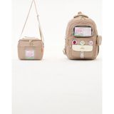 Roxbros Kawaii 2'li Okul Çantası Seti Ilkokul Sırt Çantası + Termal Beslenme Çantası - Bej - 42X35 cm
