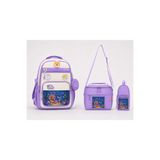 Roxbros Kawaii Kore Tarzı Aksesuarlı 3'lü Mermaid Set Lila Kız Çocuk Okul Çantası İlkokul Sırt Çantası Beslenme Çantası Kalemlik